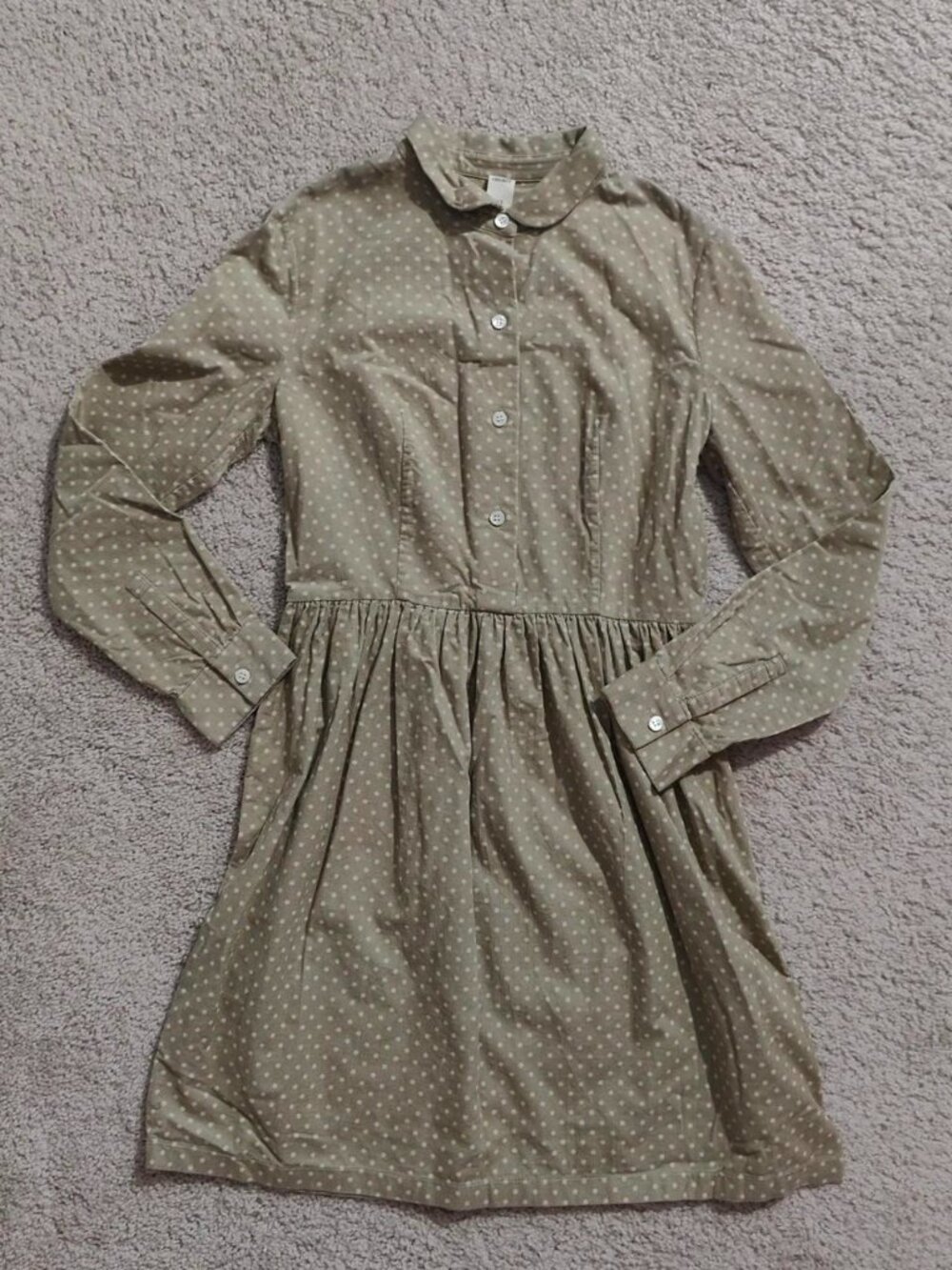 Tan brown polka dot button up dress
